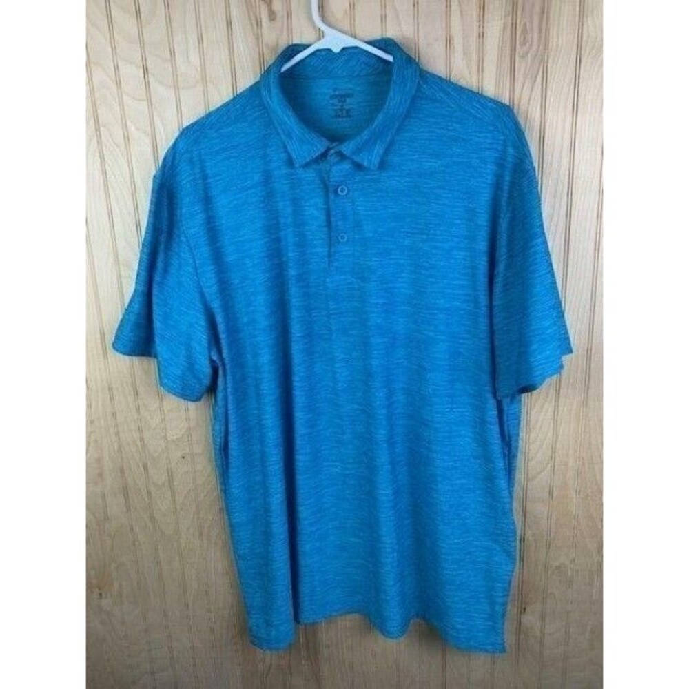 Members Mark Size XL Mens Polo Heather Teal Short Sleeve